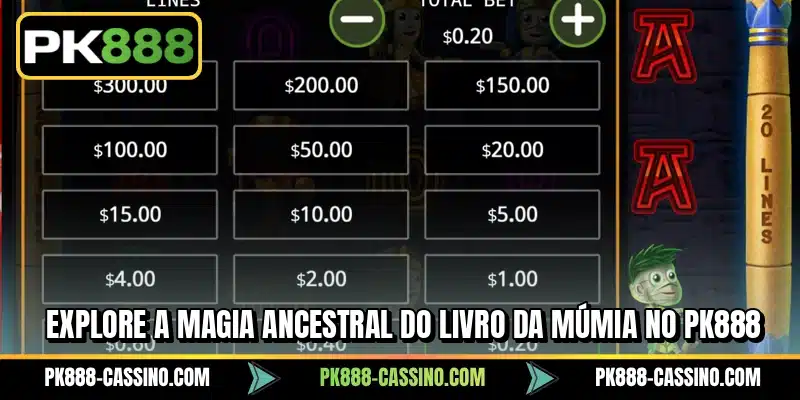 Explore a magia ancestral do Livro da Múmia no PK888